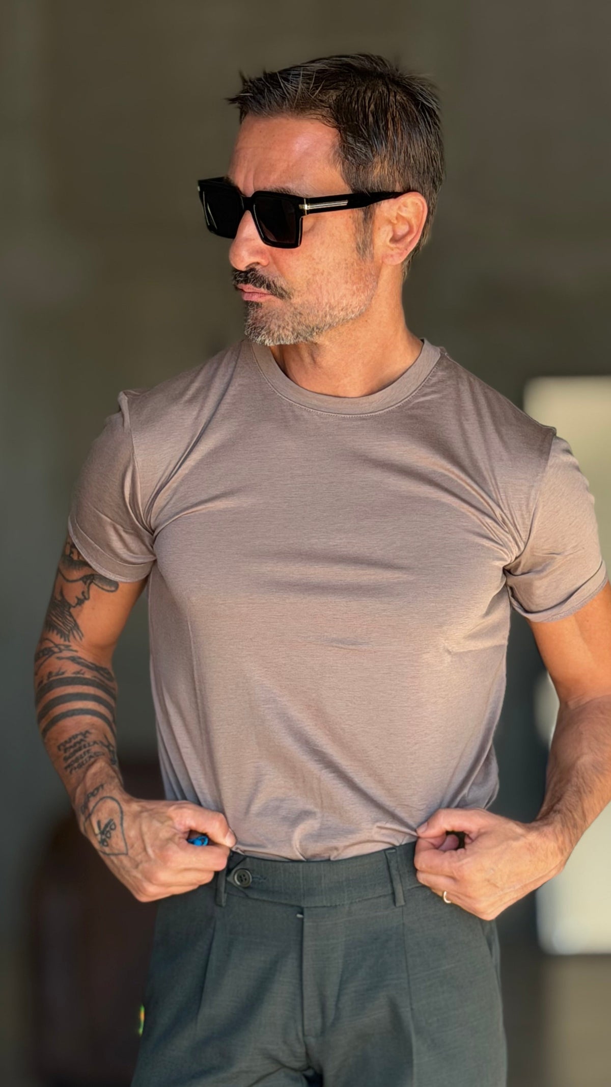 NEW T SHIRT FANGO  EFFETTO FILO DI SCOZIA