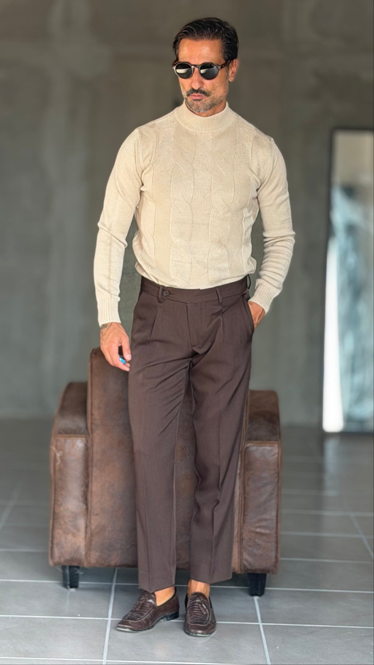 PANTALONE  MORO   DOPPIAPINCES VISCOSA E MISTI