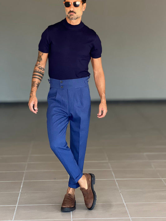 PANTALONE VITA ALTA BLU ROYAL