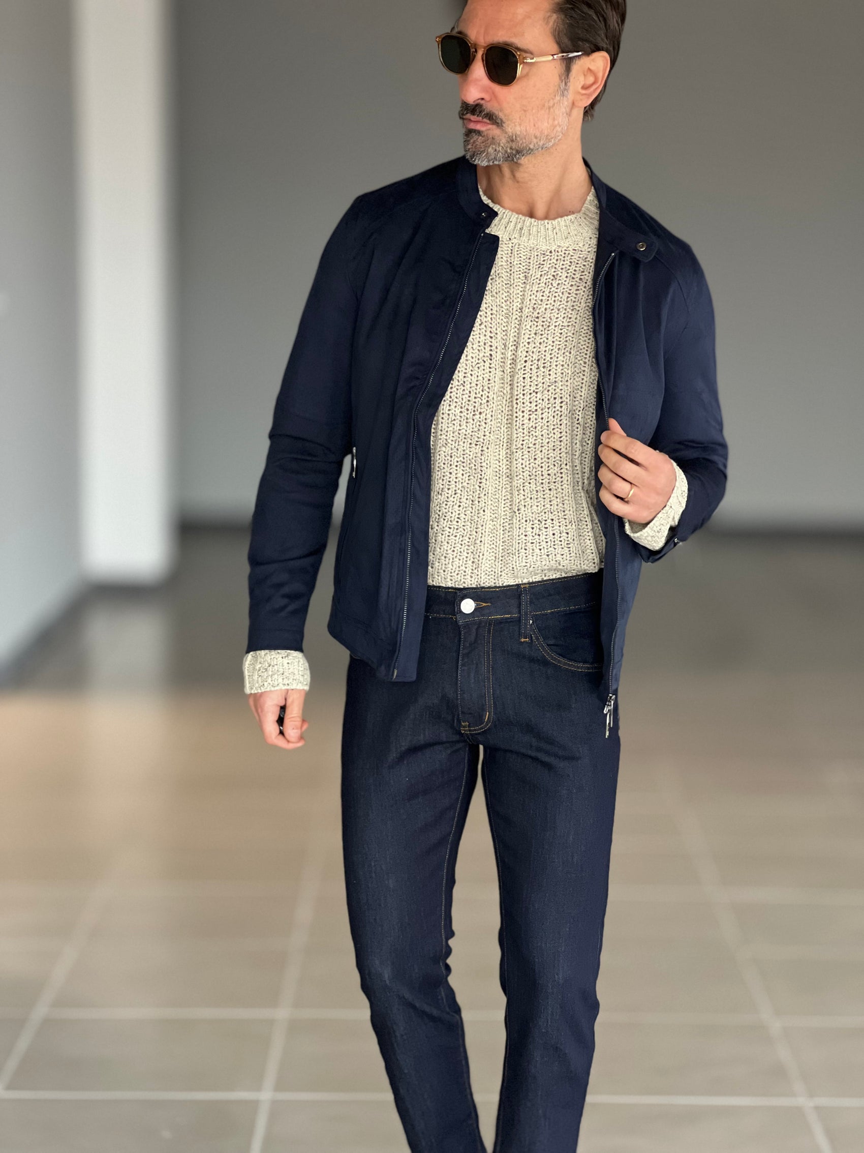 BIKER ECORENNA BLU DOPPIAZIP