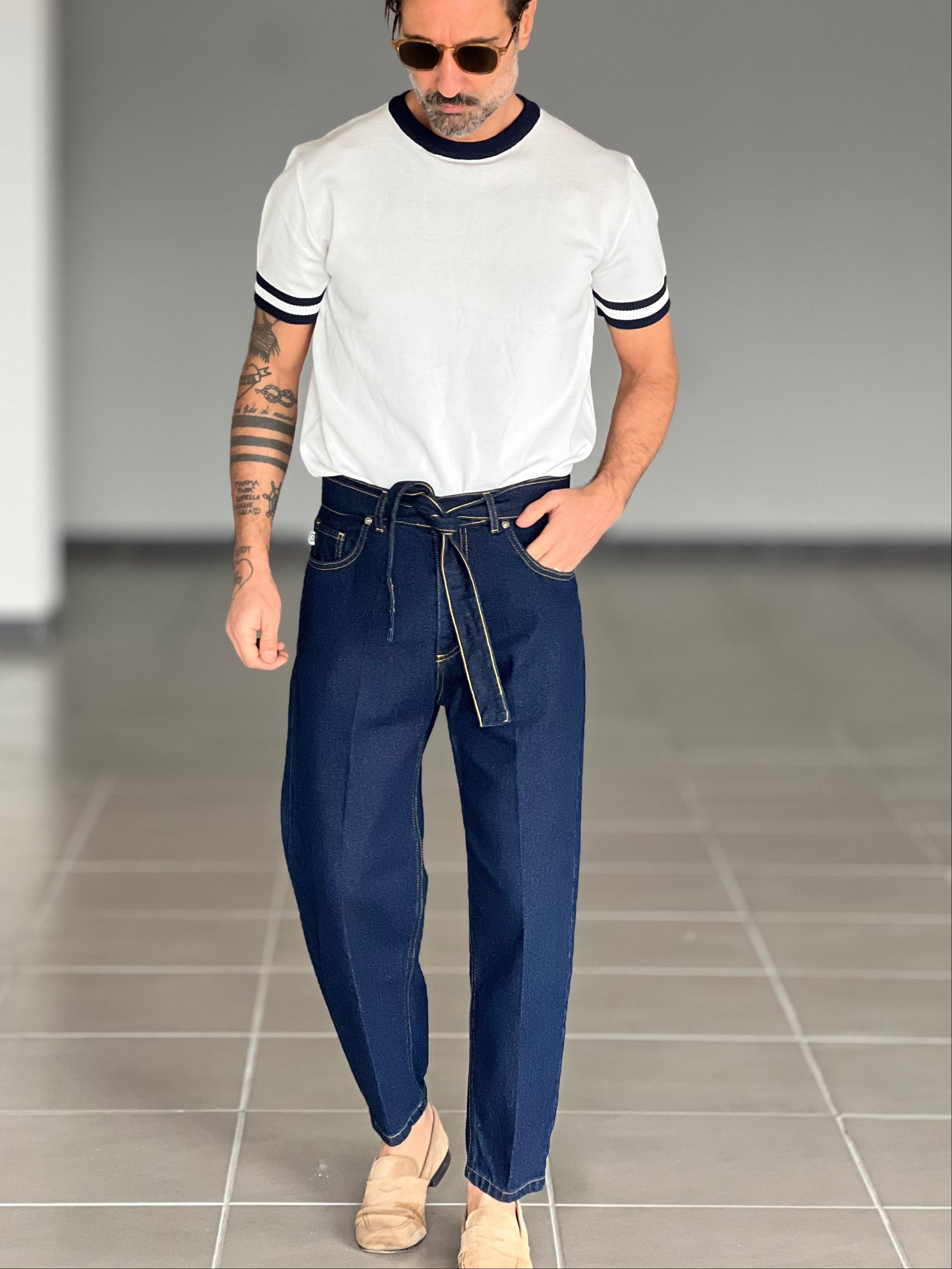 JEANS LAVAGGIO ZERO BLU SCURO INSERTO CINTURA