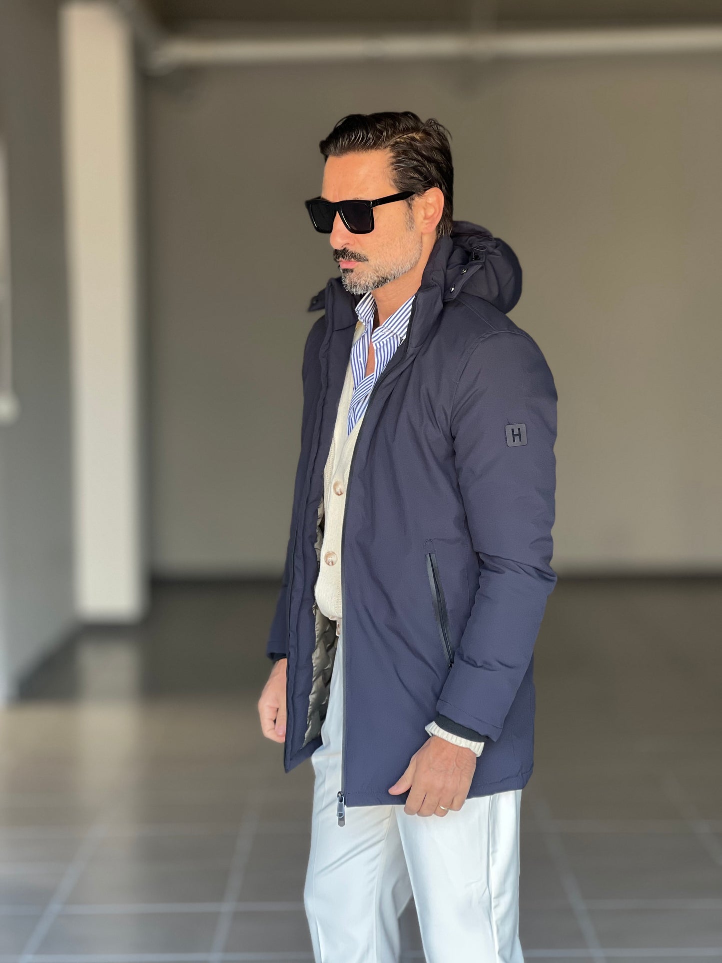 PARKA HAPPER  BLU TESSUTO TECNICO ZIP TERMOSALDATE