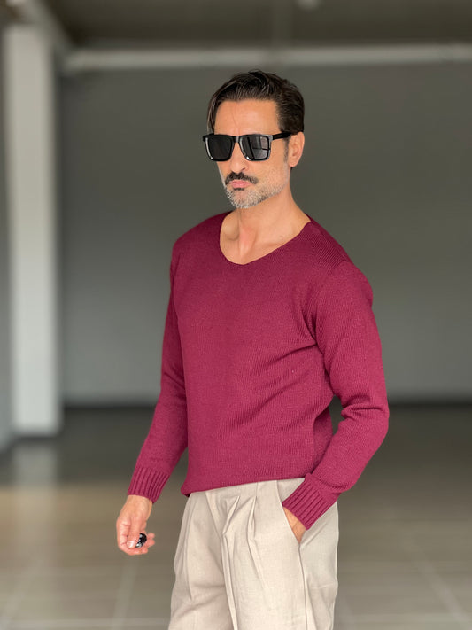 BLUE THREAD COTTON CREW NECK SWEATER