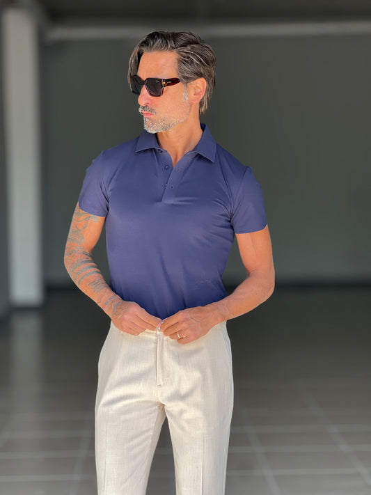 POLO BLU  TESSUTO MODAL RASATO TELAMIRA