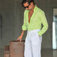 WHITE VISCOSE TROUSERS WITH REGULAR BOTTOM
