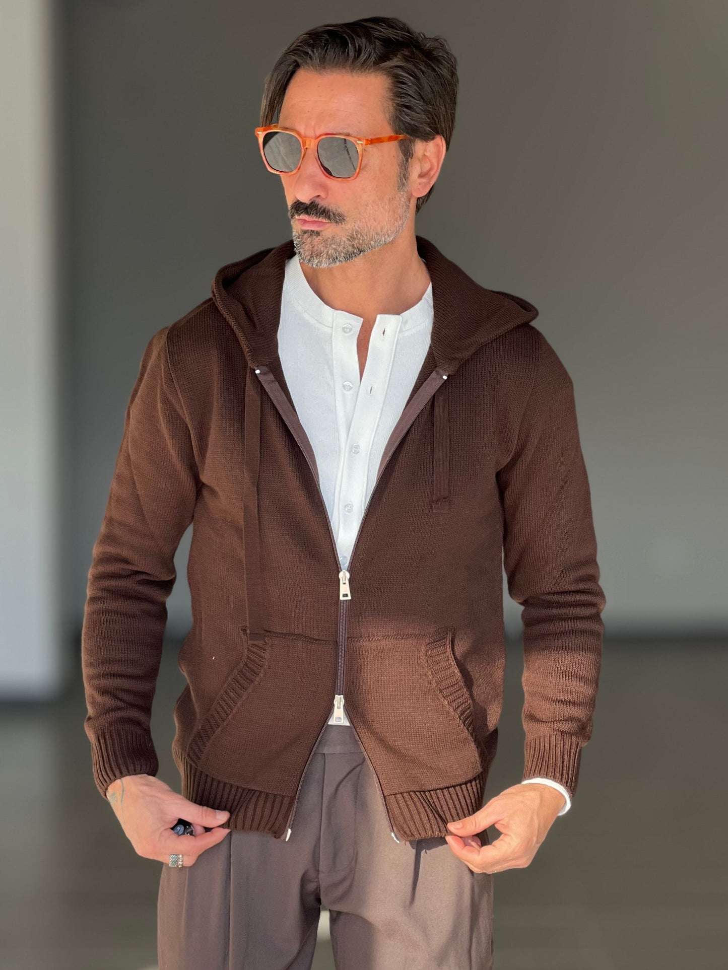 BEIGE COTTON OPEN CARDIGAN