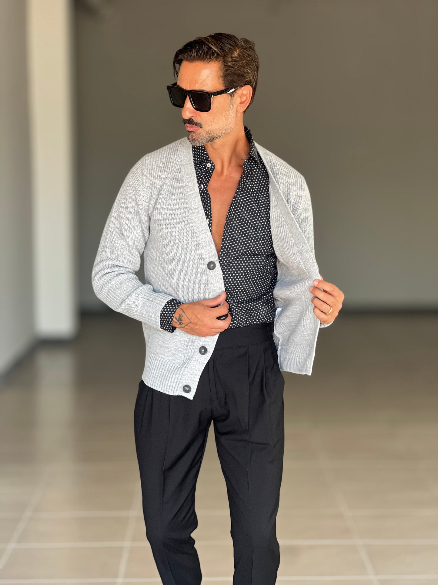 CAMICIA  DEPOT FONDO NERO POIS BIANCO
