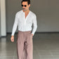 WHITE VISCOSE TROUSERS WITH REGULAR BOTTOM