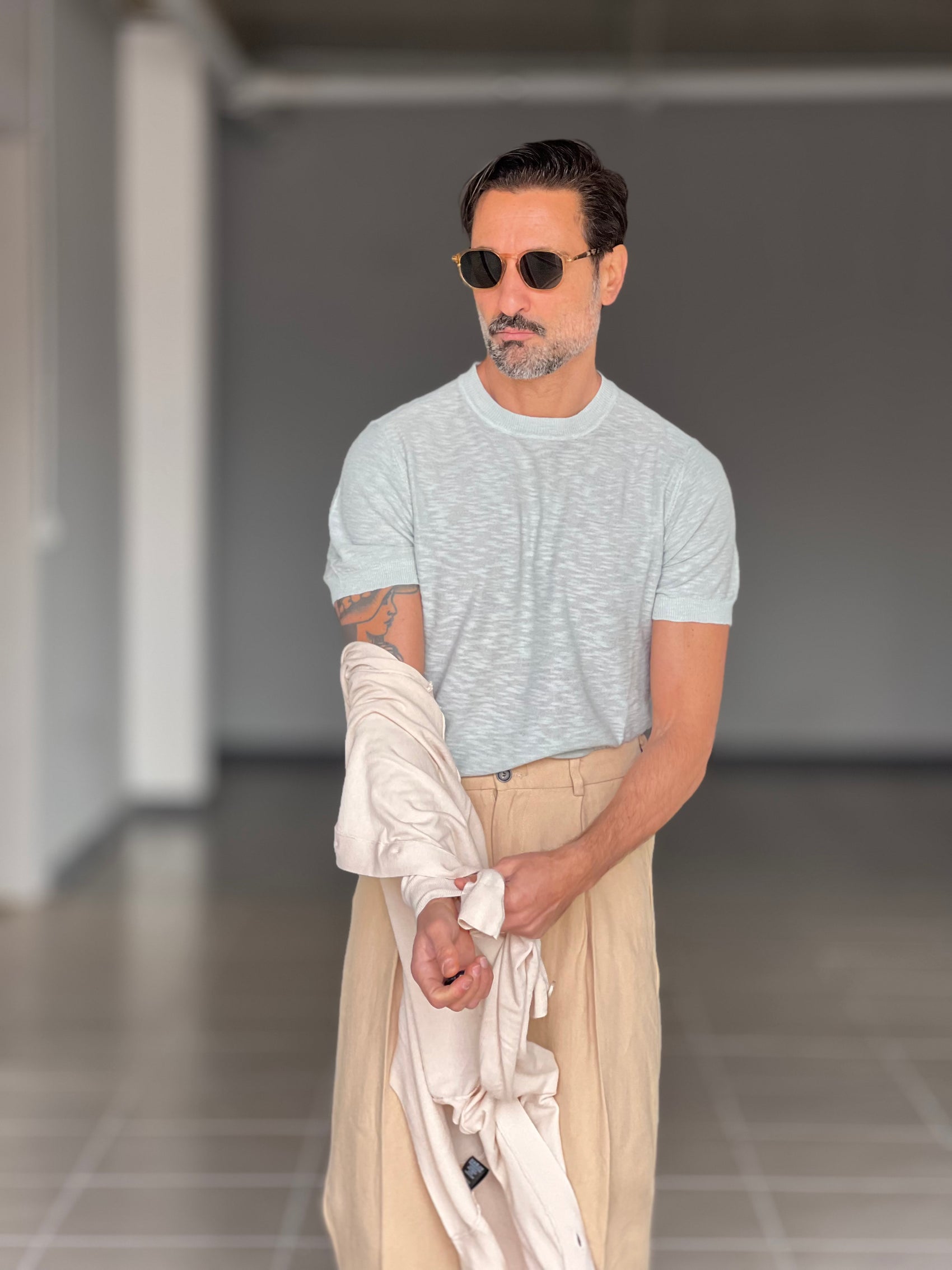 MAGLIA VERDE ACQUA  FIAMMATA GIROCOLLO