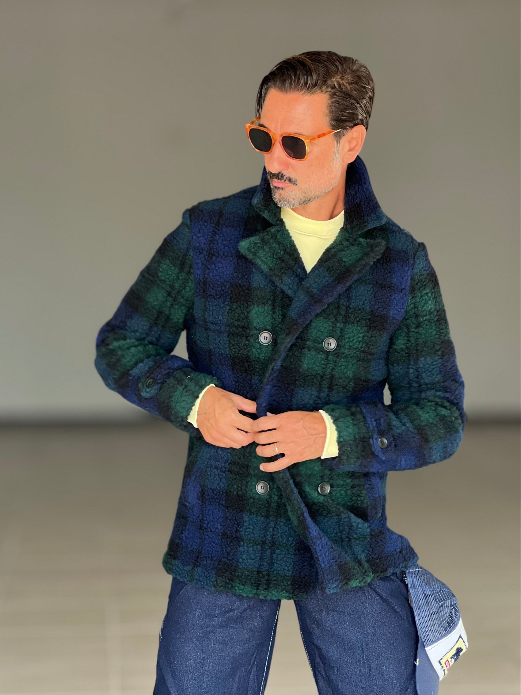 *CAPPOTTINO TARTAN BLU E VERDE LAVORAZIONE CASENTINO KOON