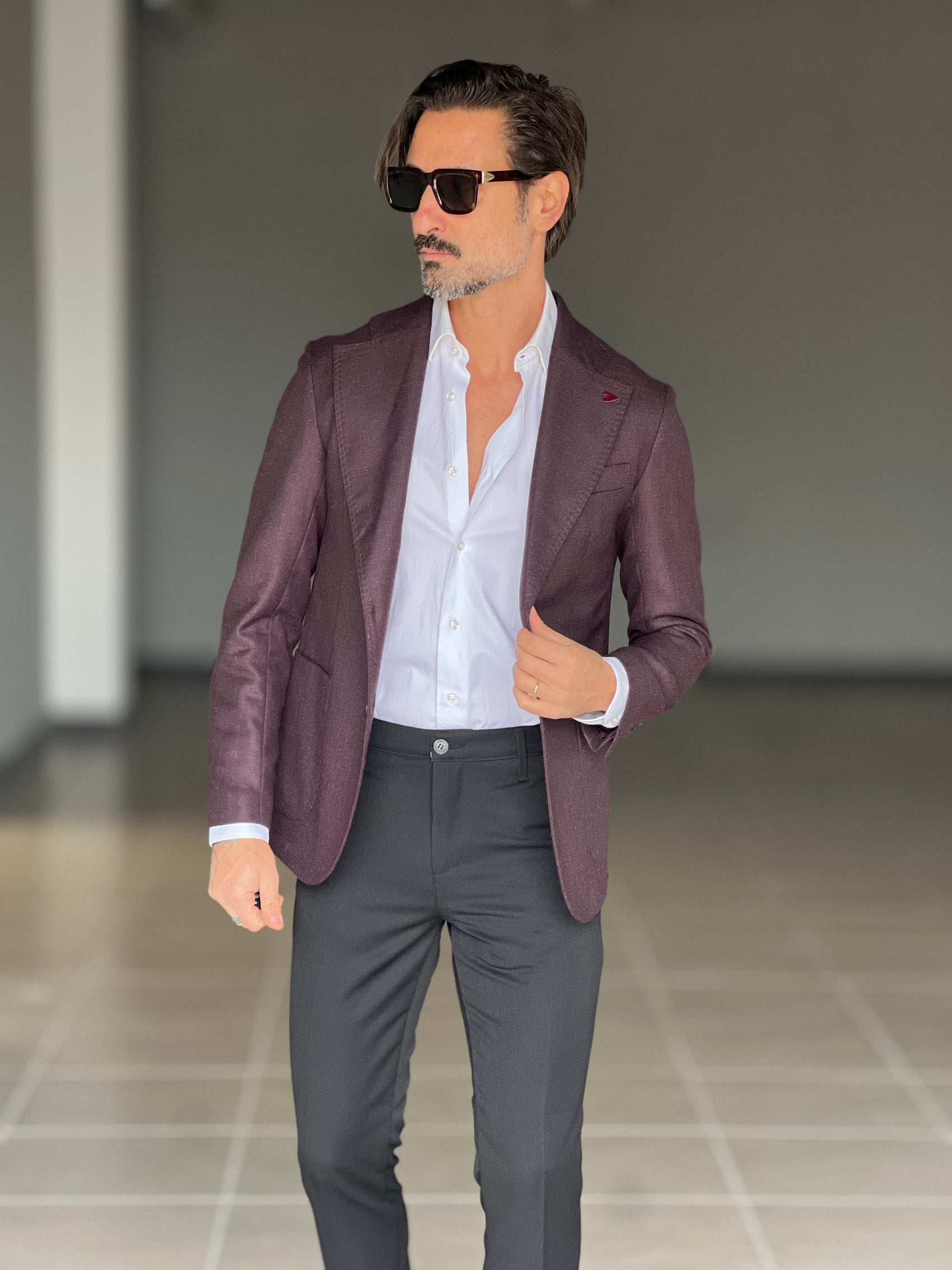 GIACCA COLOR VINO FIAMMATA MISTO LANA