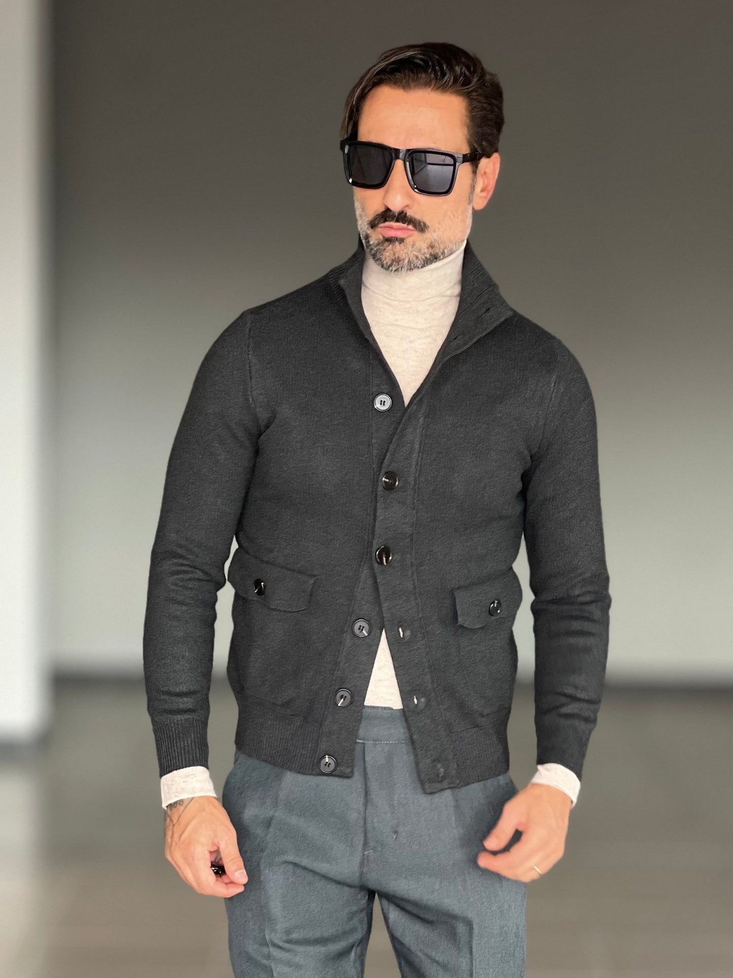 BEIGE COTTON OPEN CARDIGAN