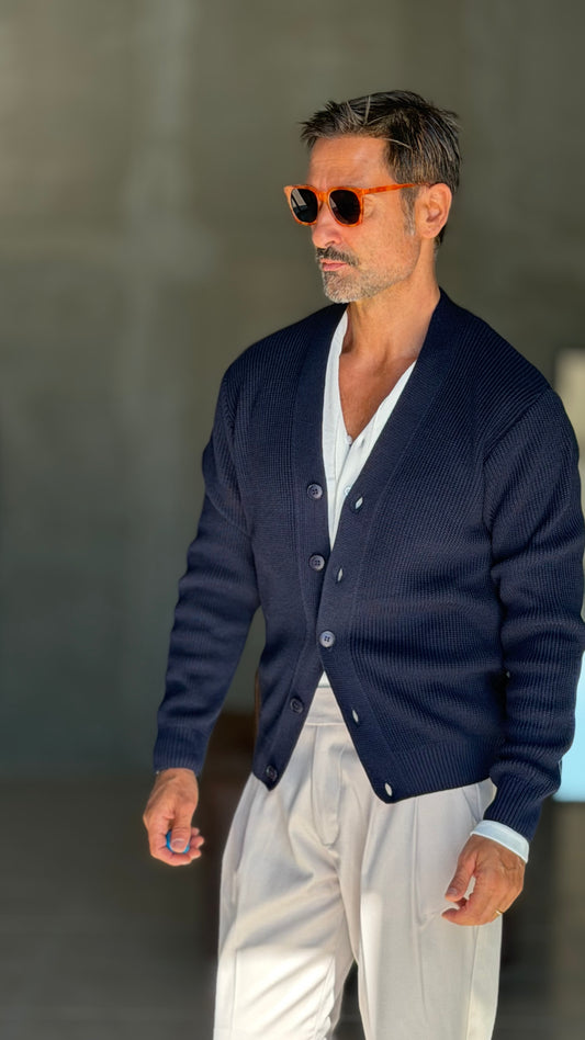 CARDIGAN BLU  MAGLIA INGLESE