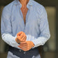 CAMICIA MILLERIGHE BLU STRETCH POPELINE DI COTONE
