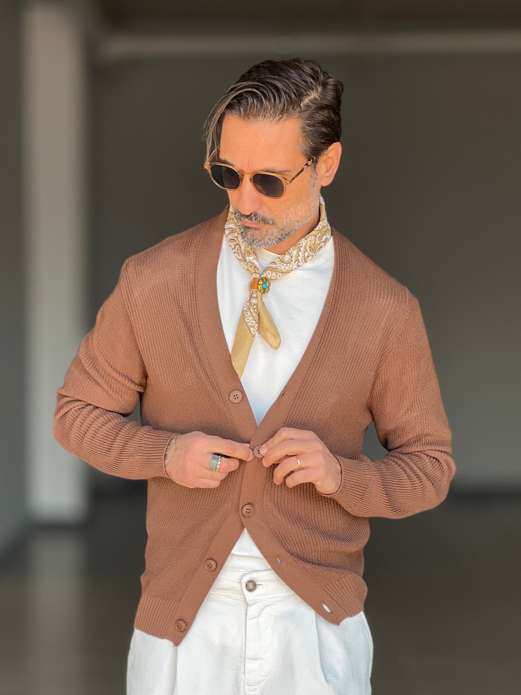 CARDIGAN CACAO DERBY COTONE OVER FIT