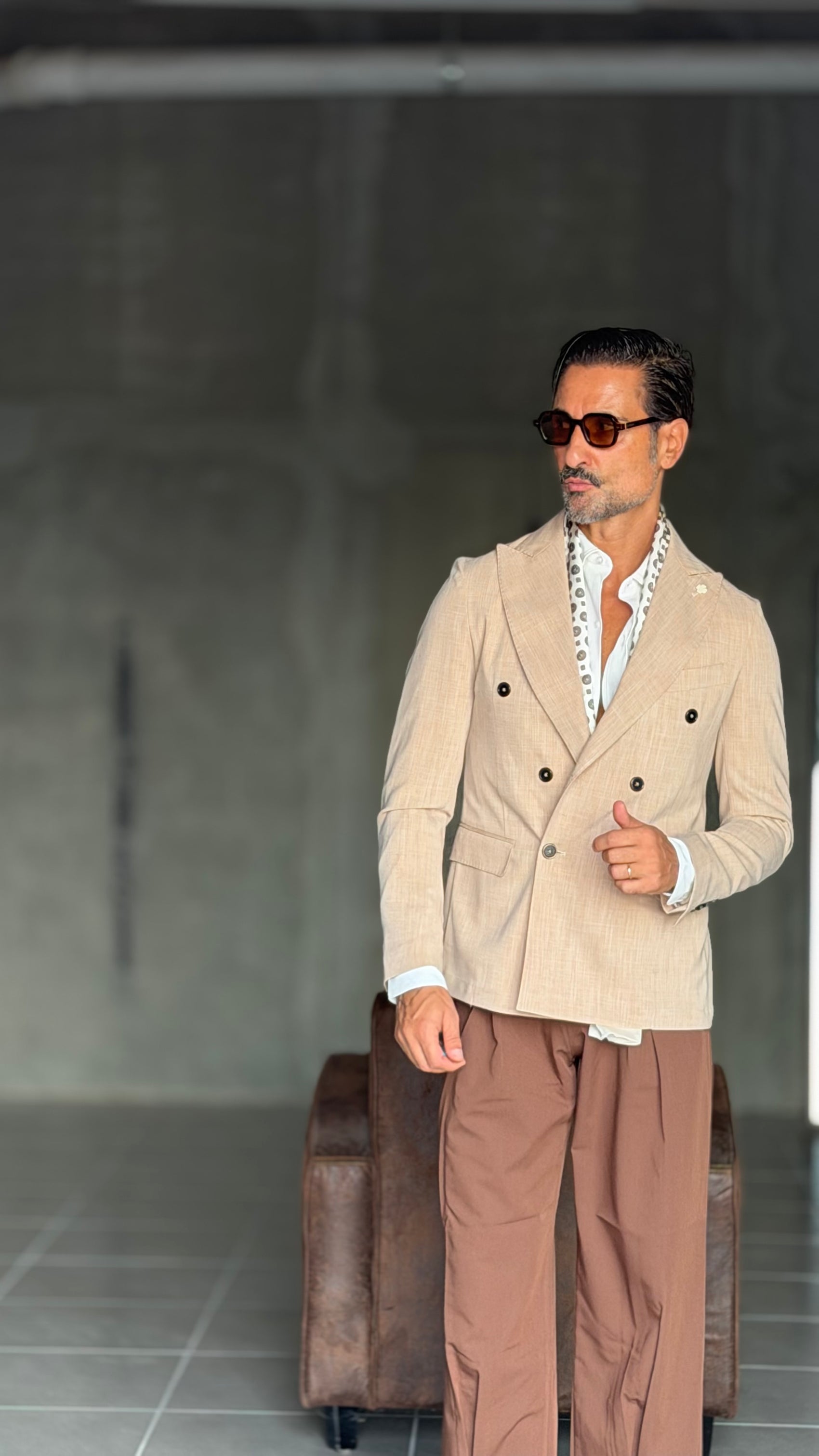 GIACCA DOPPIOPETTO BEIGE FIAMMATA