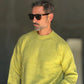 PULLOVER VERDE LIME CROP MISTO LANA EFFETTO SHETTLAND