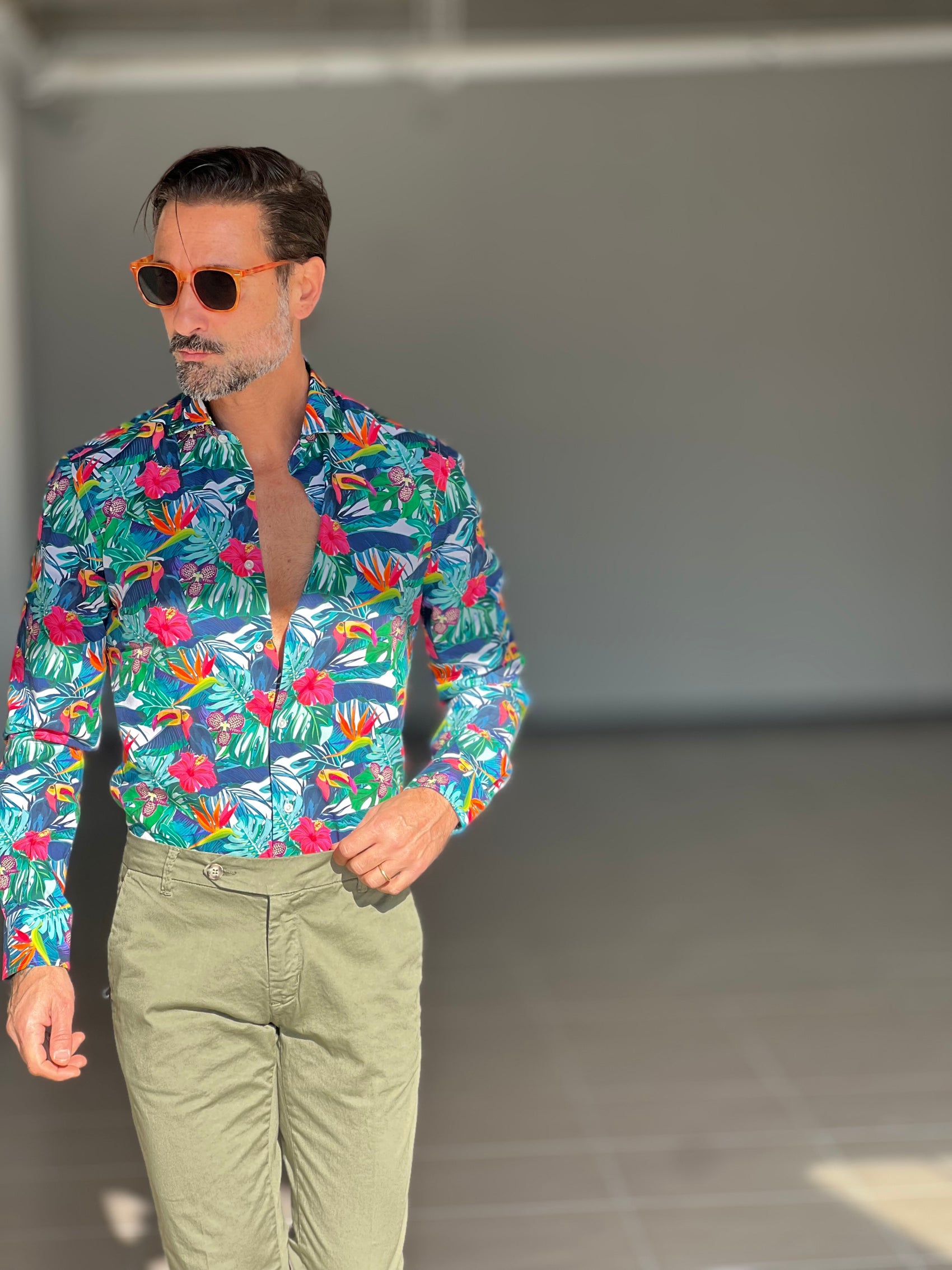 CAMICIA  DEPOT DISEGNO PAPPAGALLO COTONE DOPPIORITORTO