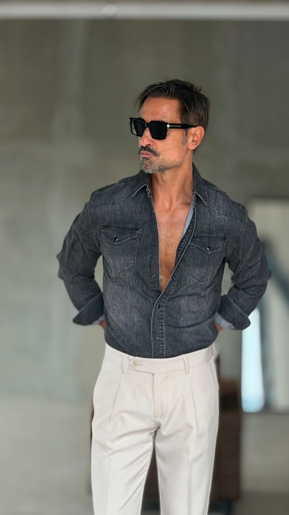 CAMICIA  DENIM GRIGIA TEXANA
