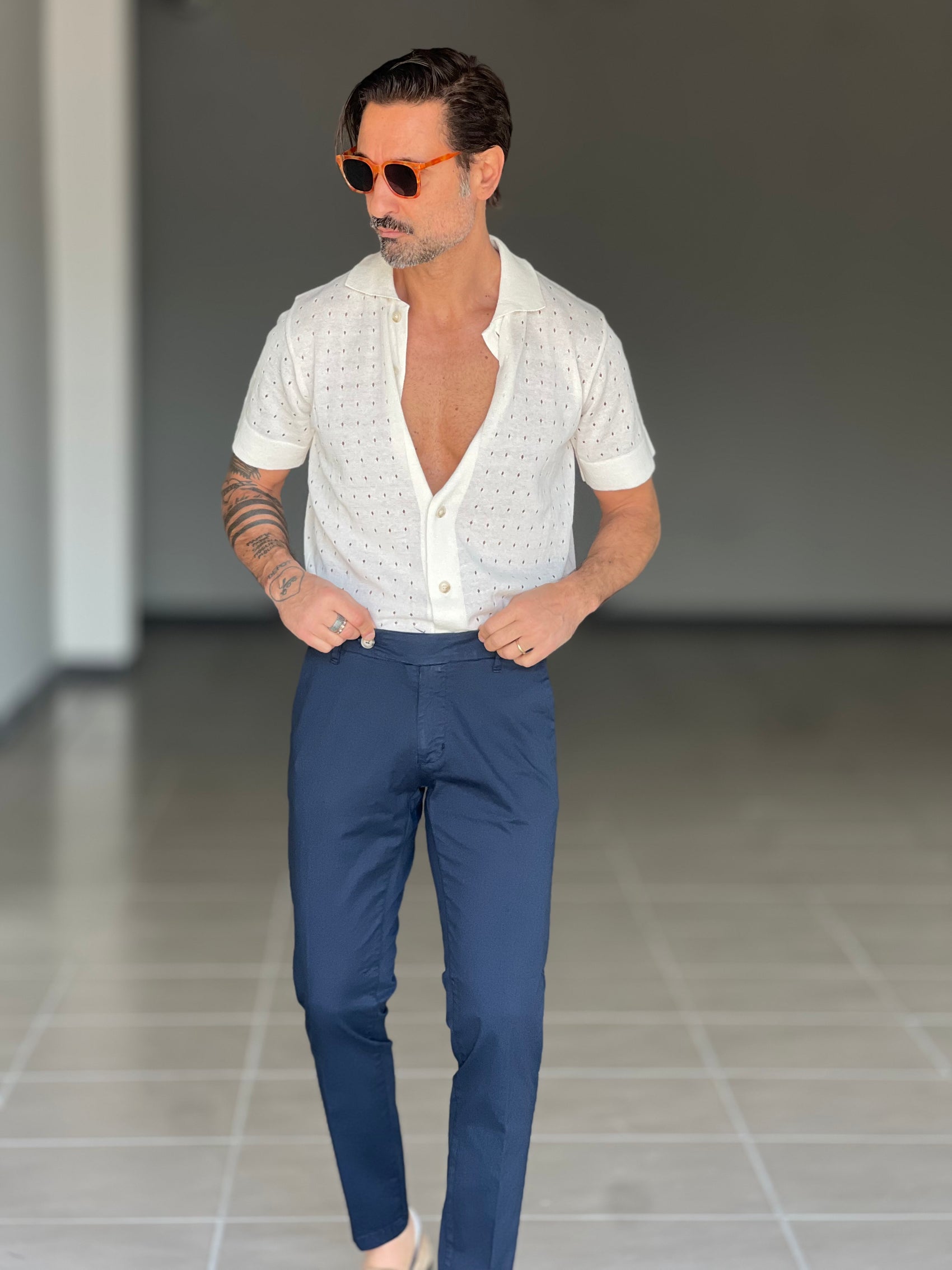 BLACK CHAIN ​​VISCOSE TROUSERS