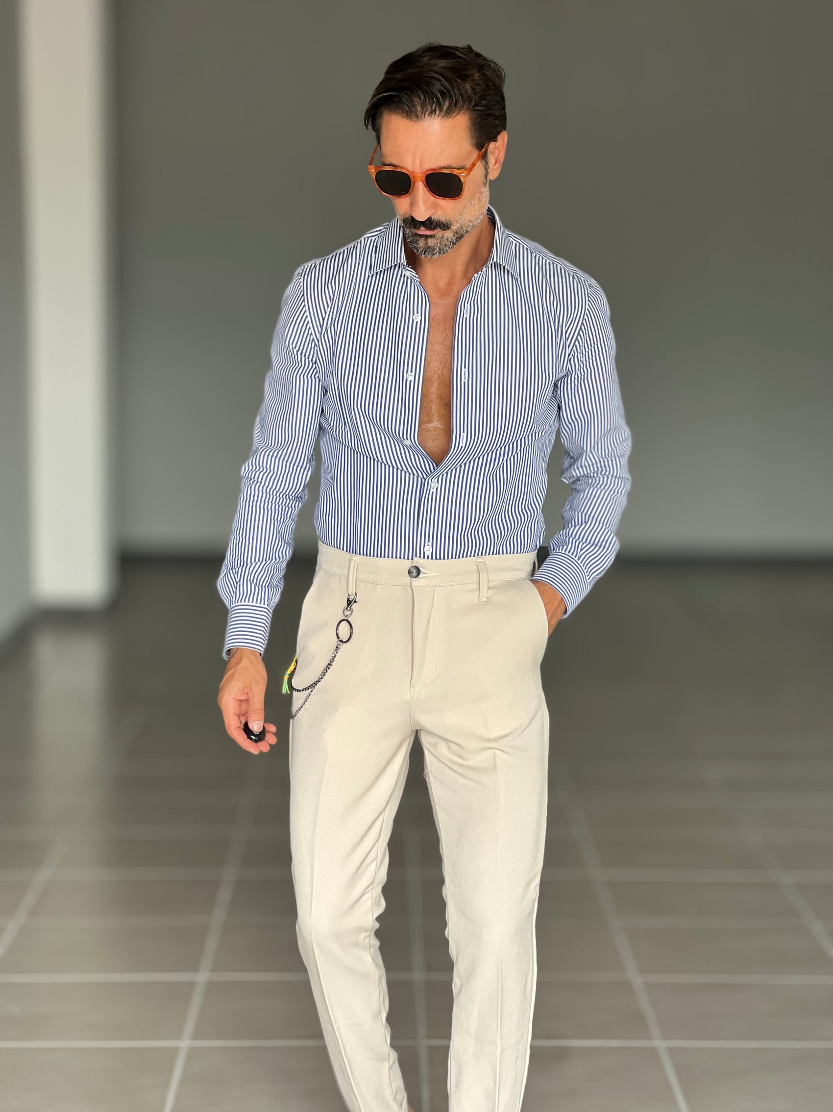 PANTALONE BEIGE VISCOSA E MISTI GAMBA DRITTA TASCA AMERICA