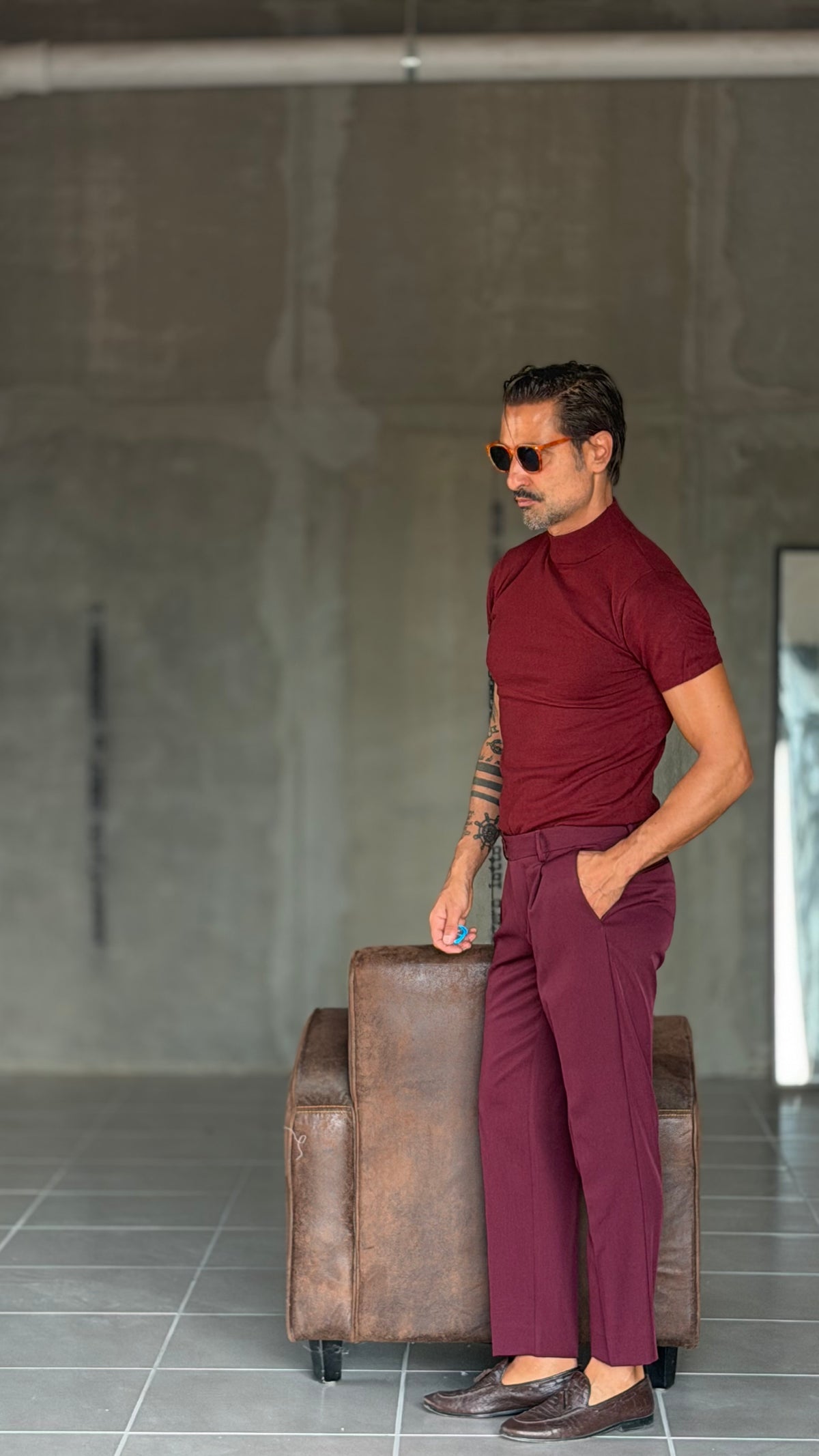 PANTALONE  PRUGNA   DOPPIAPINCES VISCOSA E MISTI