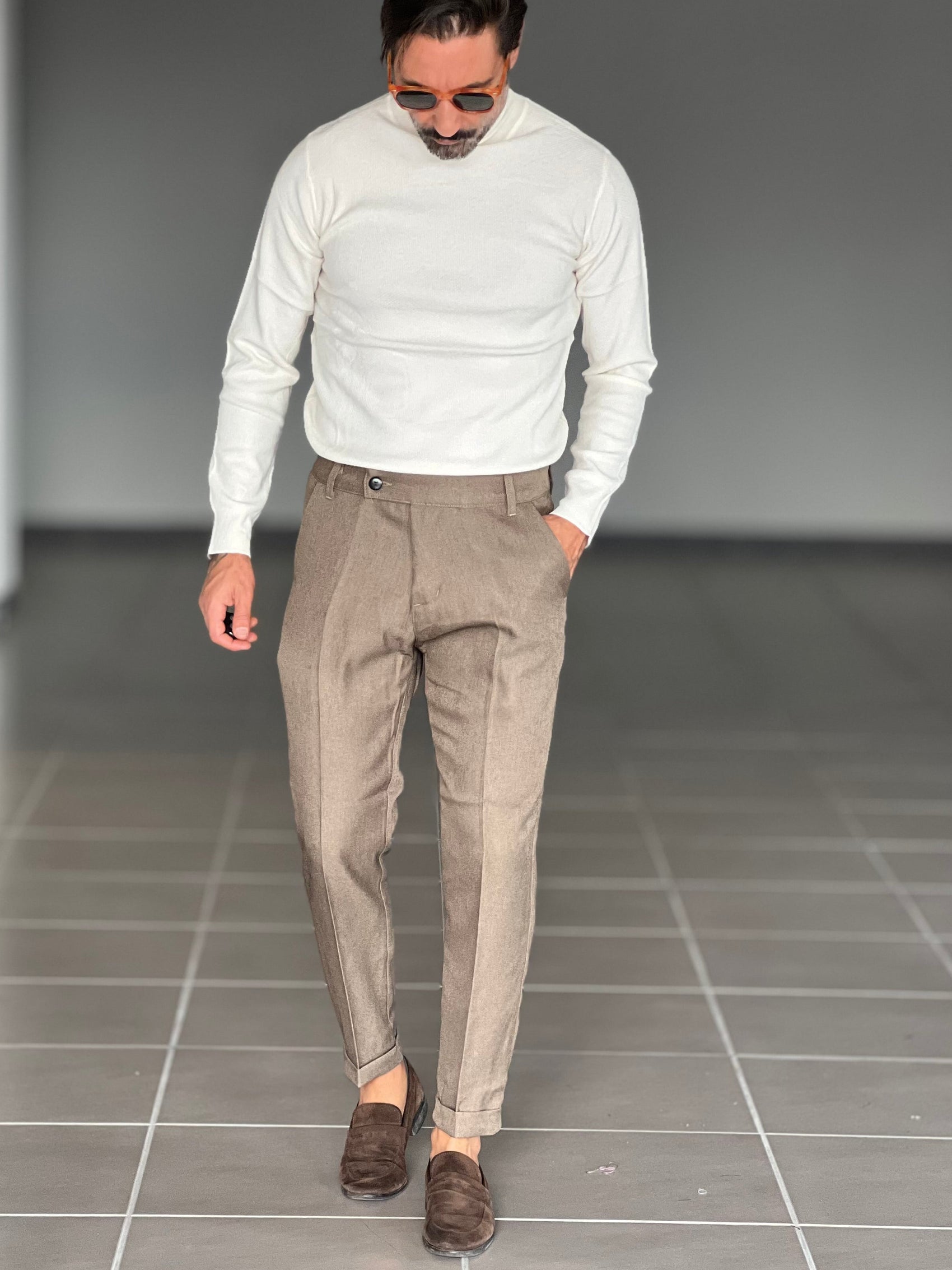 PANTALONE FANGO VISCOSA FIAMMATO CAPRI