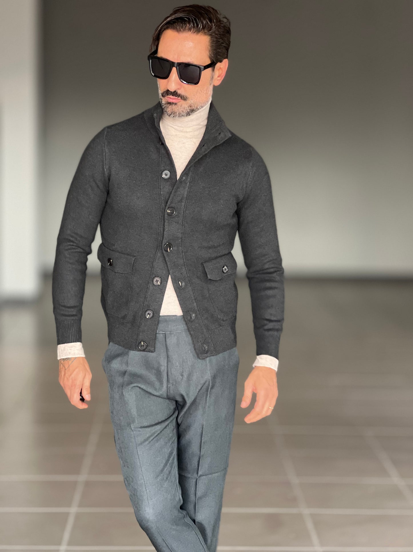 BEIGE COTTON OPEN CARDIGAN