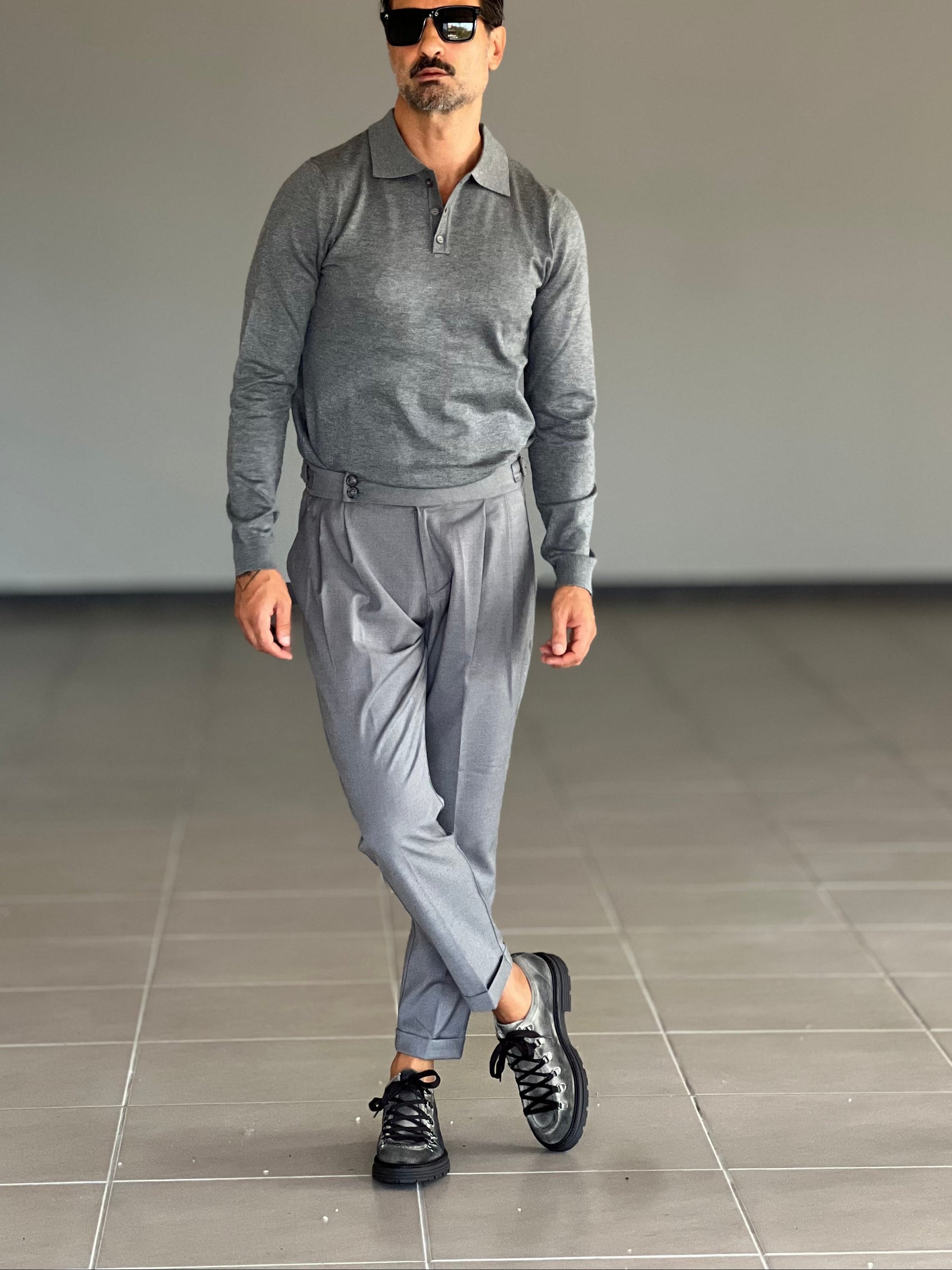 PANTALONE VITA ALTA GRIGIO  VISCOSA E MISTI