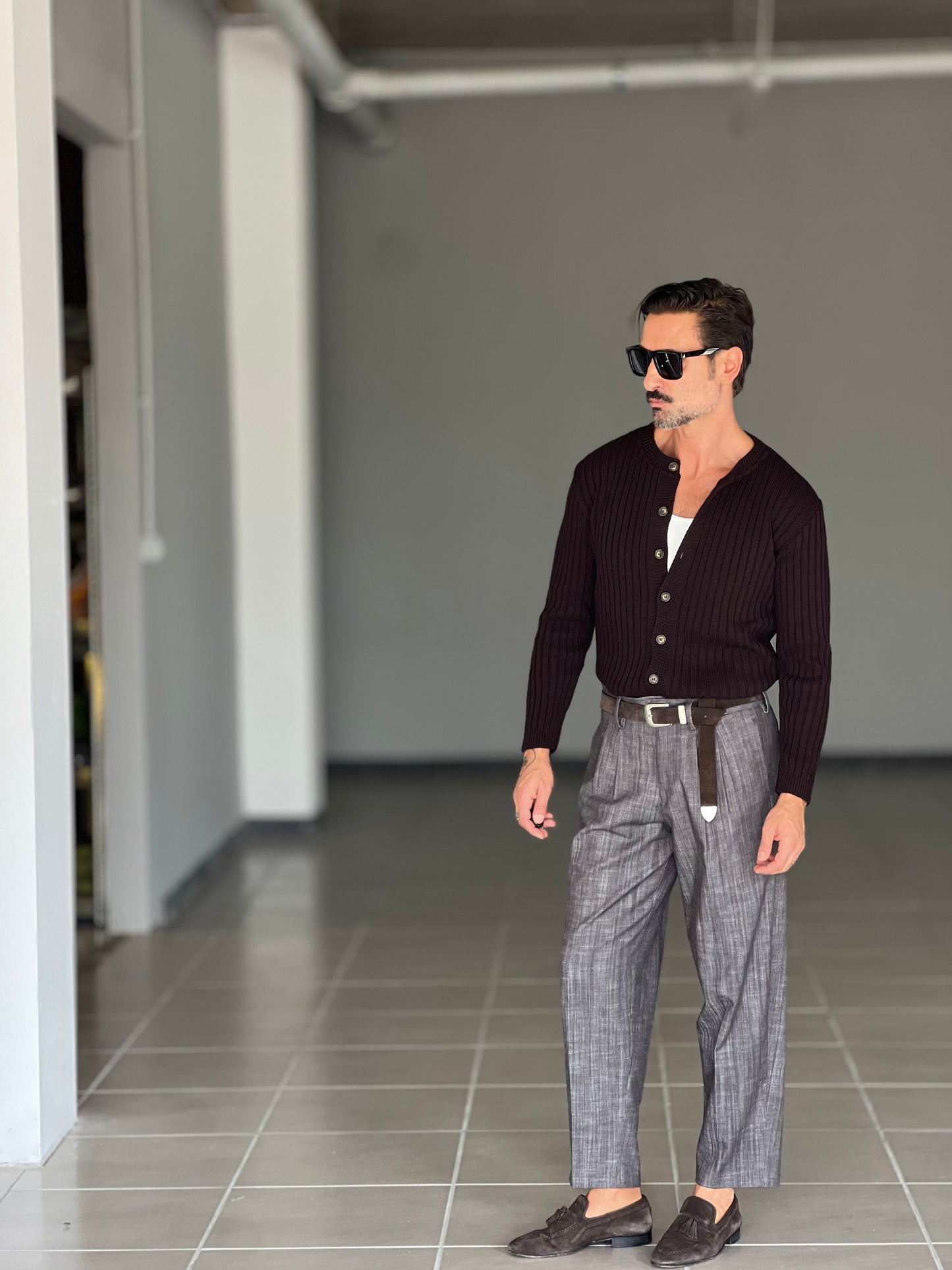 BLUE THREAD COTTON CREW NECK SWEATER