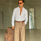 WHITE VISCOSE TROUSERS WITH REGULAR BOTTOM