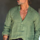 CAMICIA  SERAFINO VERDE LINO PURO