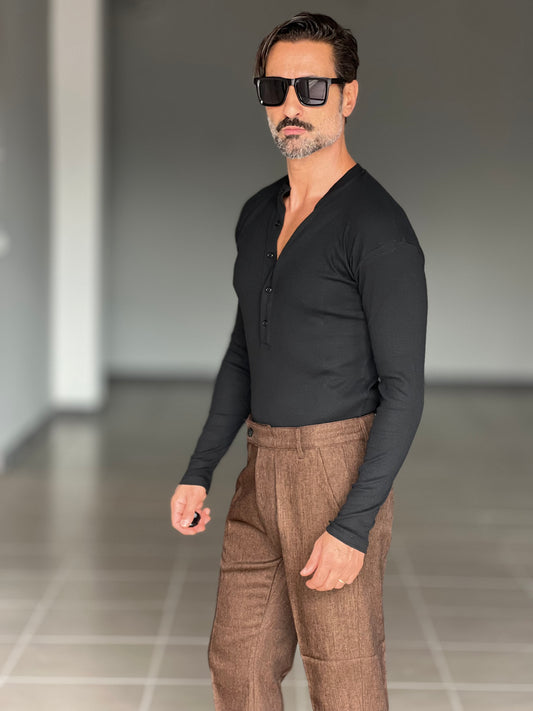 SERAFINO  NERO MAGLIA  COTONE