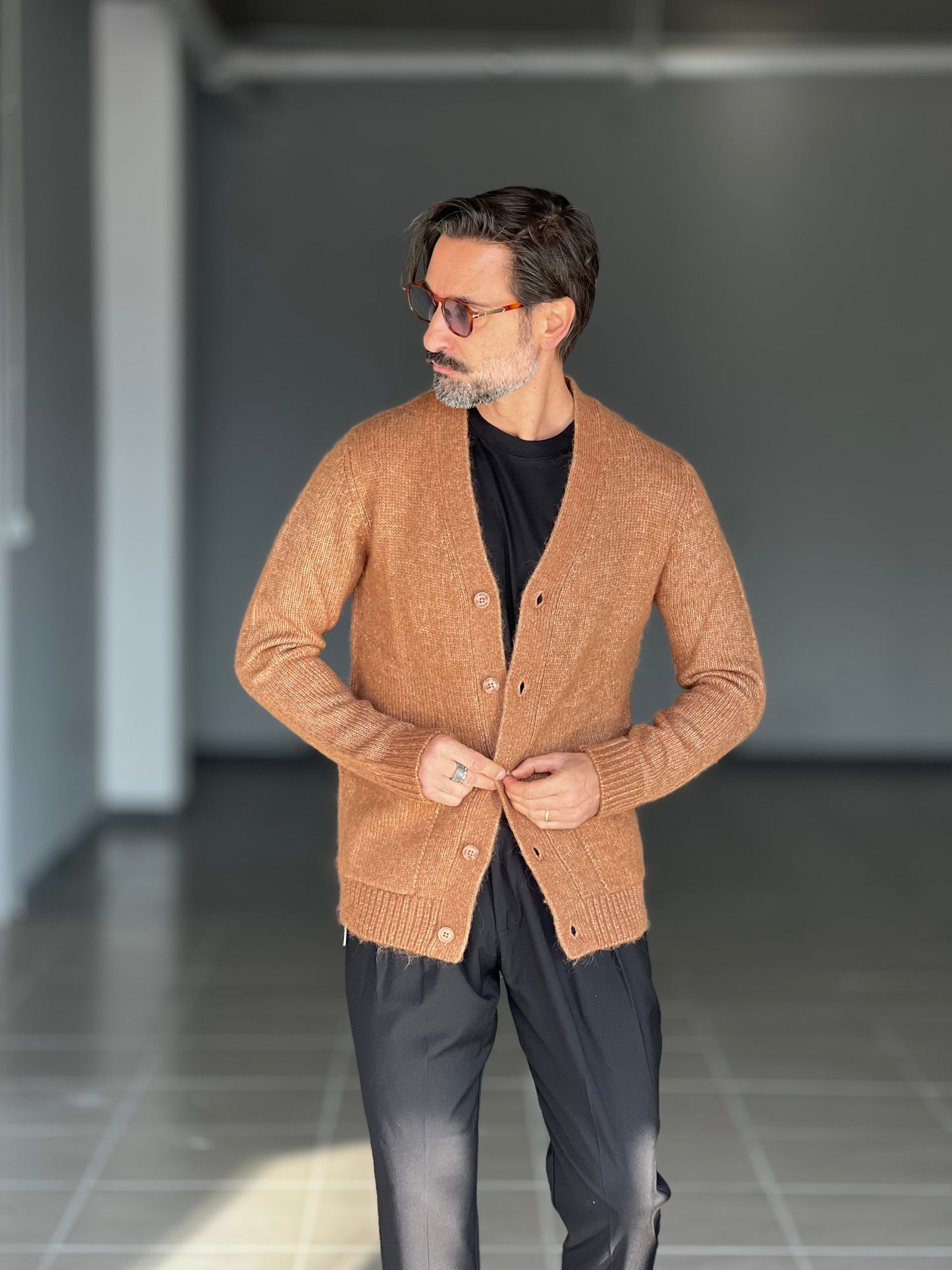 BEIGE COTTON OPEN CARDIGAN