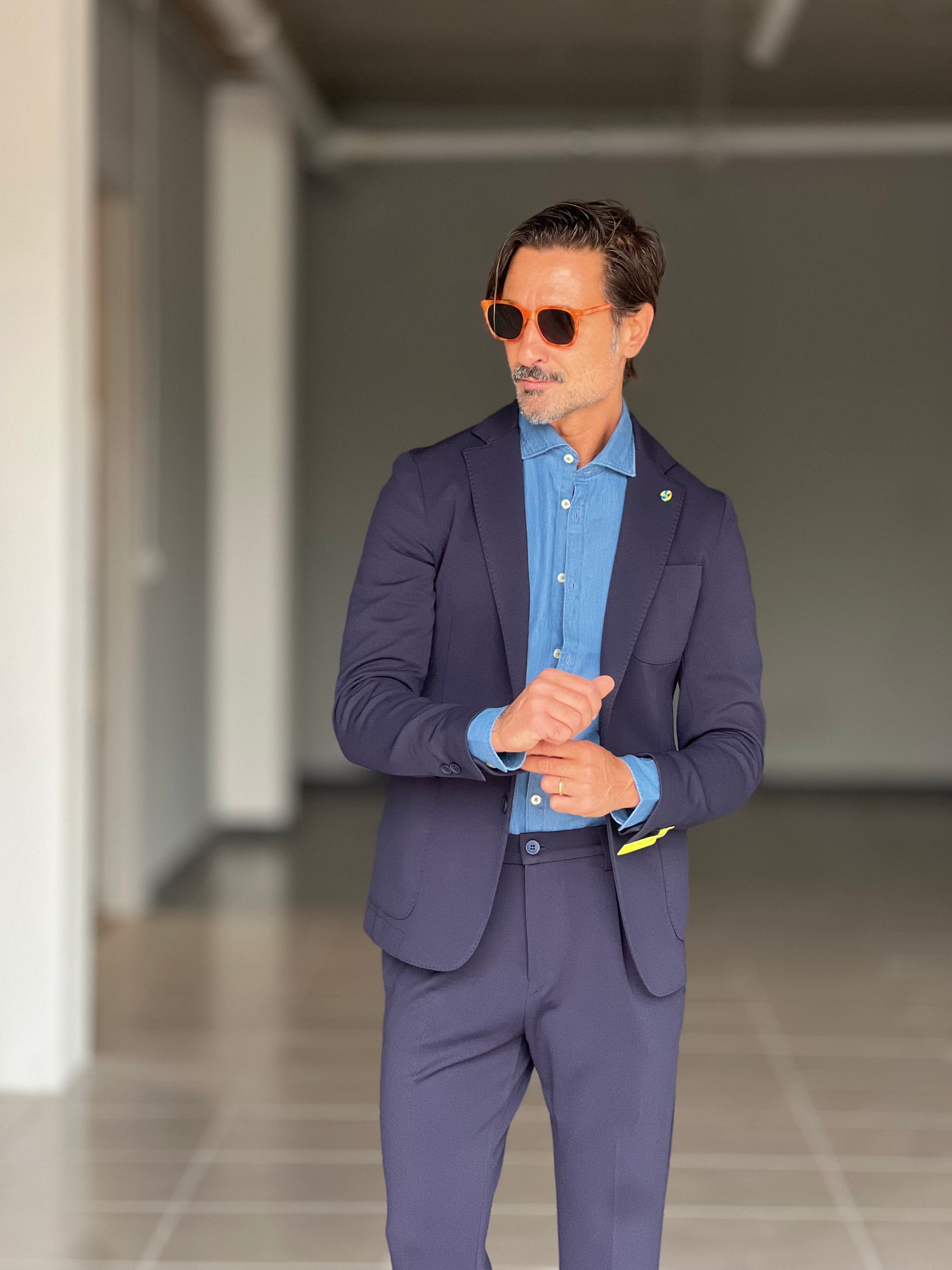 *ABITO  BLU MONOPETTO OPERATO PANTALONE MEZZAMOLLA 00200