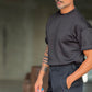 PANTALONE NERO FONDO AMPIO ALTATENSIONE 0101 ( ABBINABILE ALLA GIACCA CROP NERA  0101)