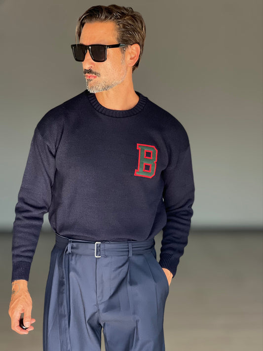 MAGLIA GIRO BLU DERBY RICAMO B