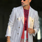 GIACCA DOPPIOPETTO BEIGE GESSATA BORDEAUX COTONE