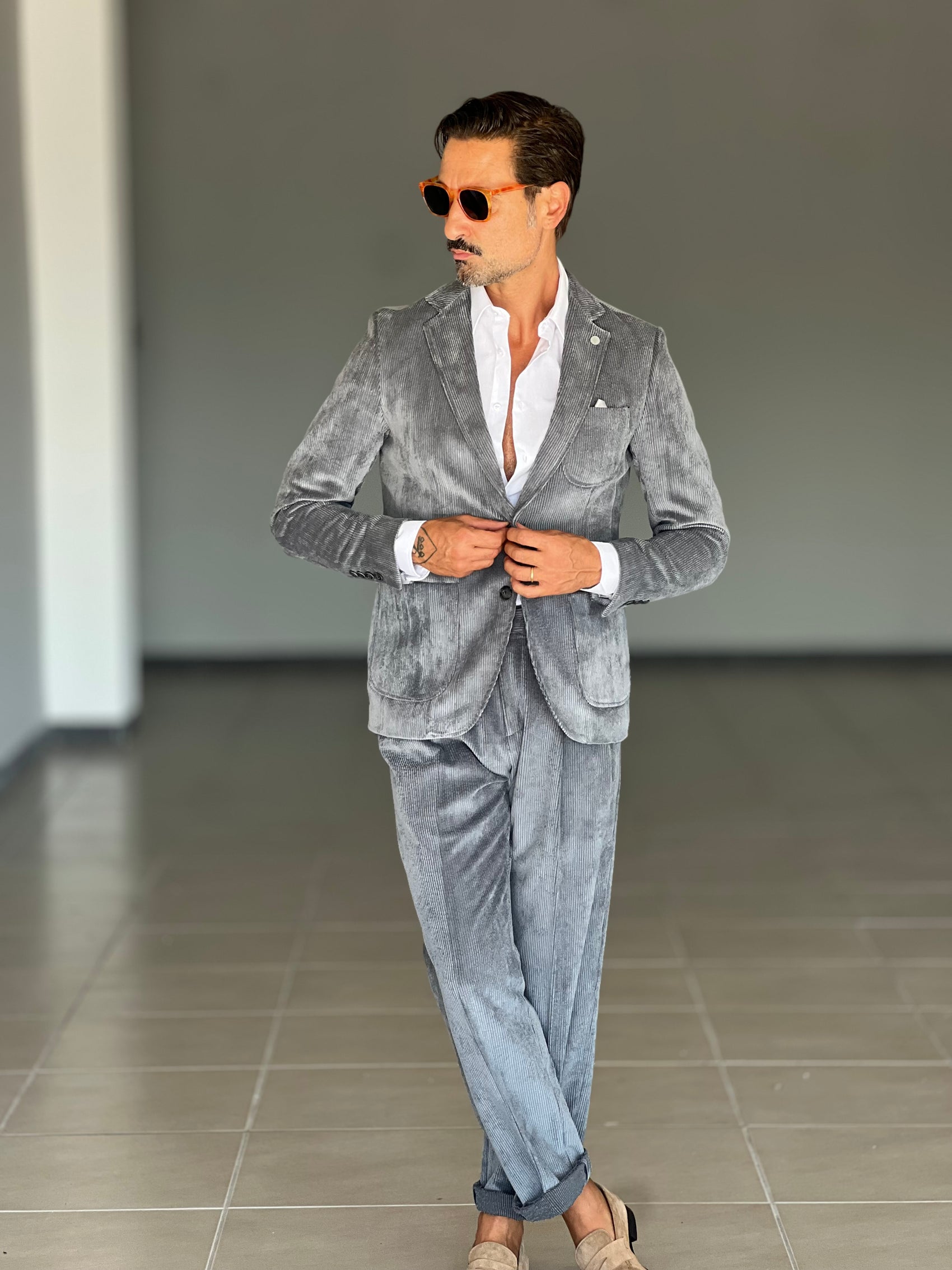 *GIACCA VELLUTO MILLERIGHE GRIGIA XAGON