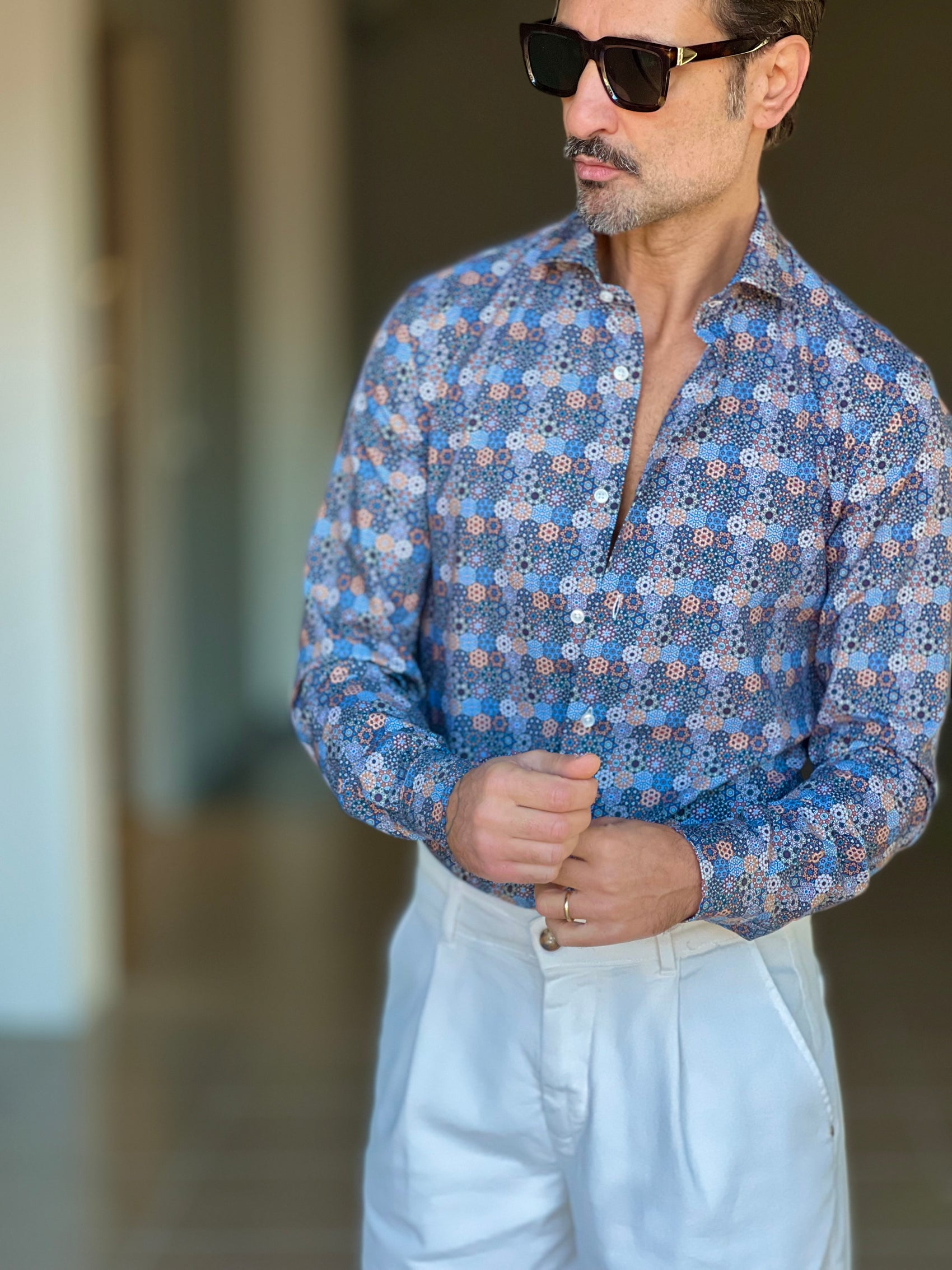 CAMICIA DEPOT EFFETTO MAIOLICA . COTONE DOPPIO RITORTO