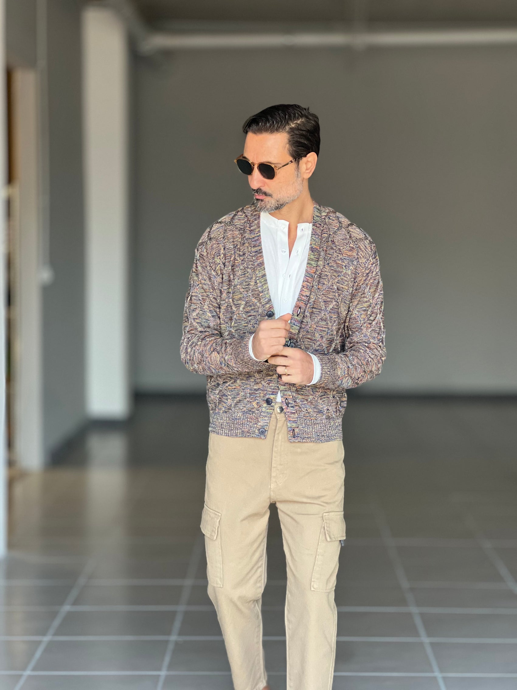 CARDIGAN  MULTICOLOR TESSUTO OPERATO