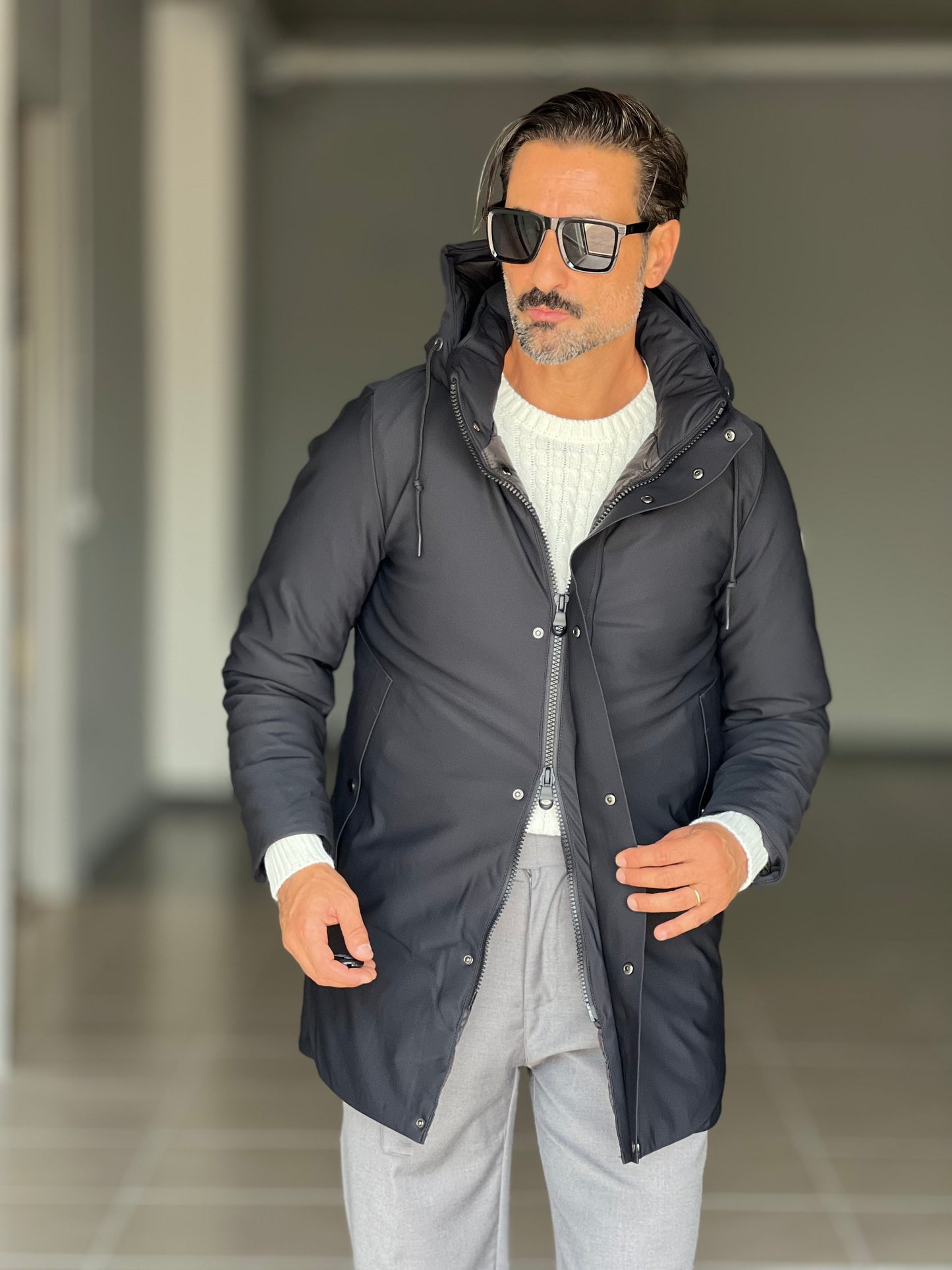 PARKA BL11 NERO TESSUTO TECNICO