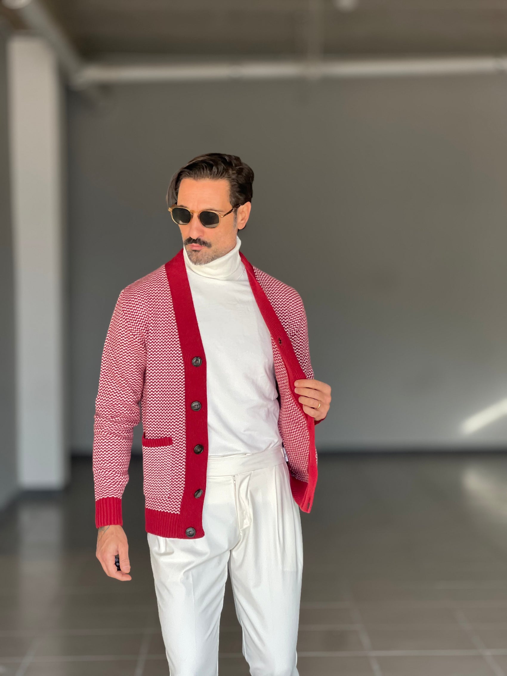 CARDIGAN  PRUGNA  MISTO LANA EFFETTO  BOTTONATO