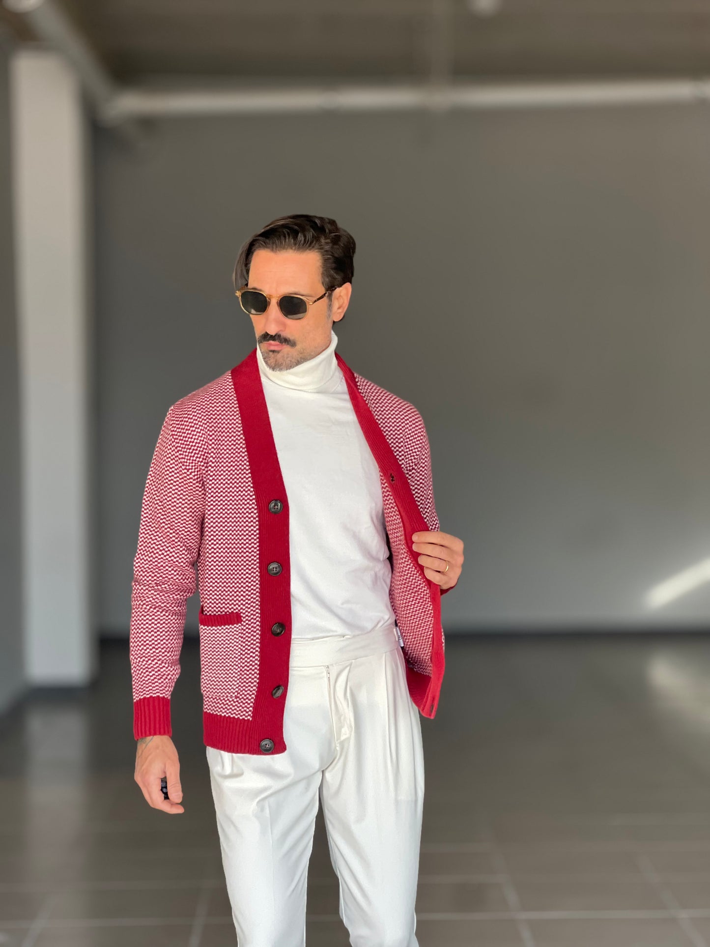 CARDIGAN  PRUGNA  MISTO LANA EFFETTO  BOTTONATO