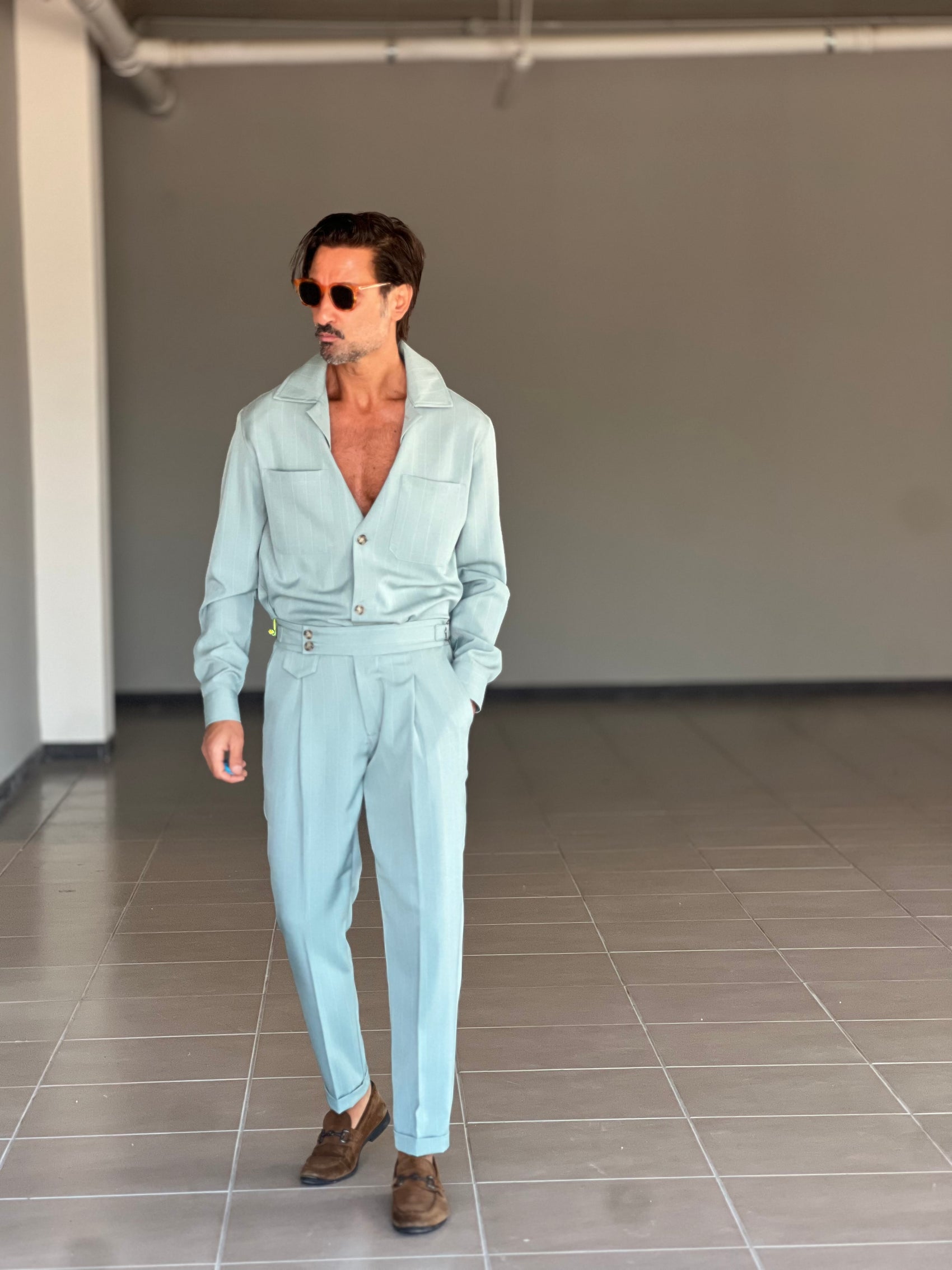 WHITE VISCOSE TROUSERS WITH REGULAR BOTTOM