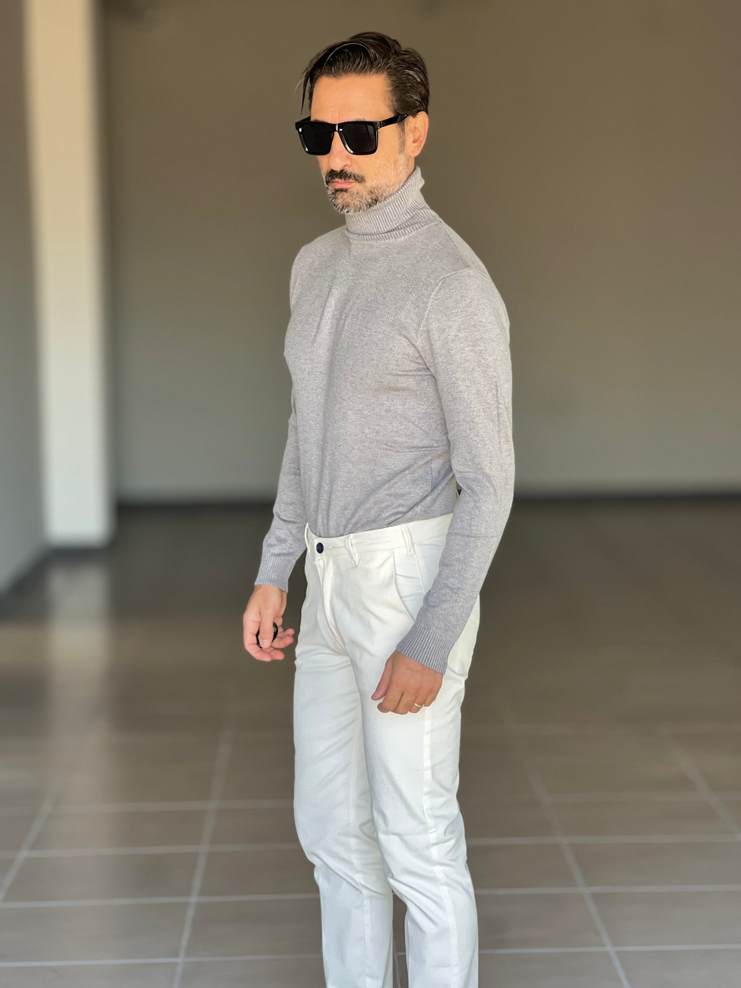 COLLO ALTO  GRIGIO RASATO 2 FILI