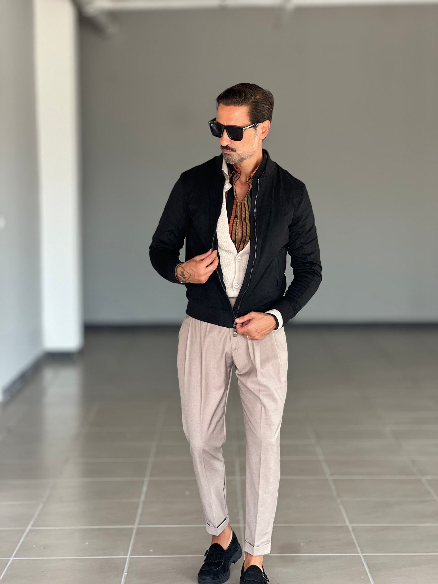 BOMBER ECOSUED NERO DOPPIA ZIP