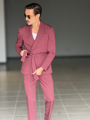 ABITO  PRUGNA DOPPIOPETTO VISCOSA CINTURA IN VITA