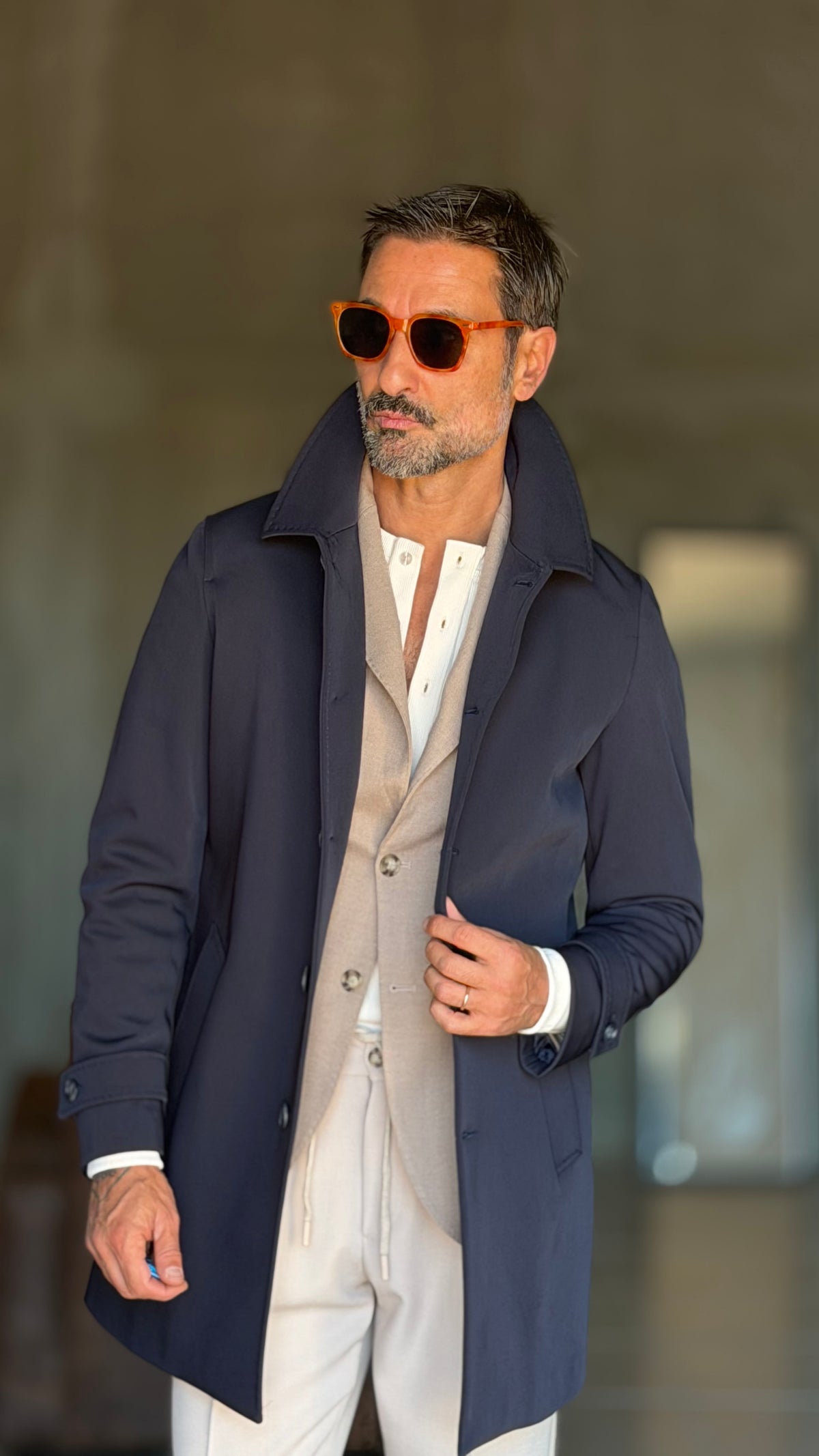 BLUE HIGH NECK COAT