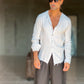 CAMICIA COREANA GRIGIO CHIARO GOFFRATA COTONE  EFFETTO LINO. 278